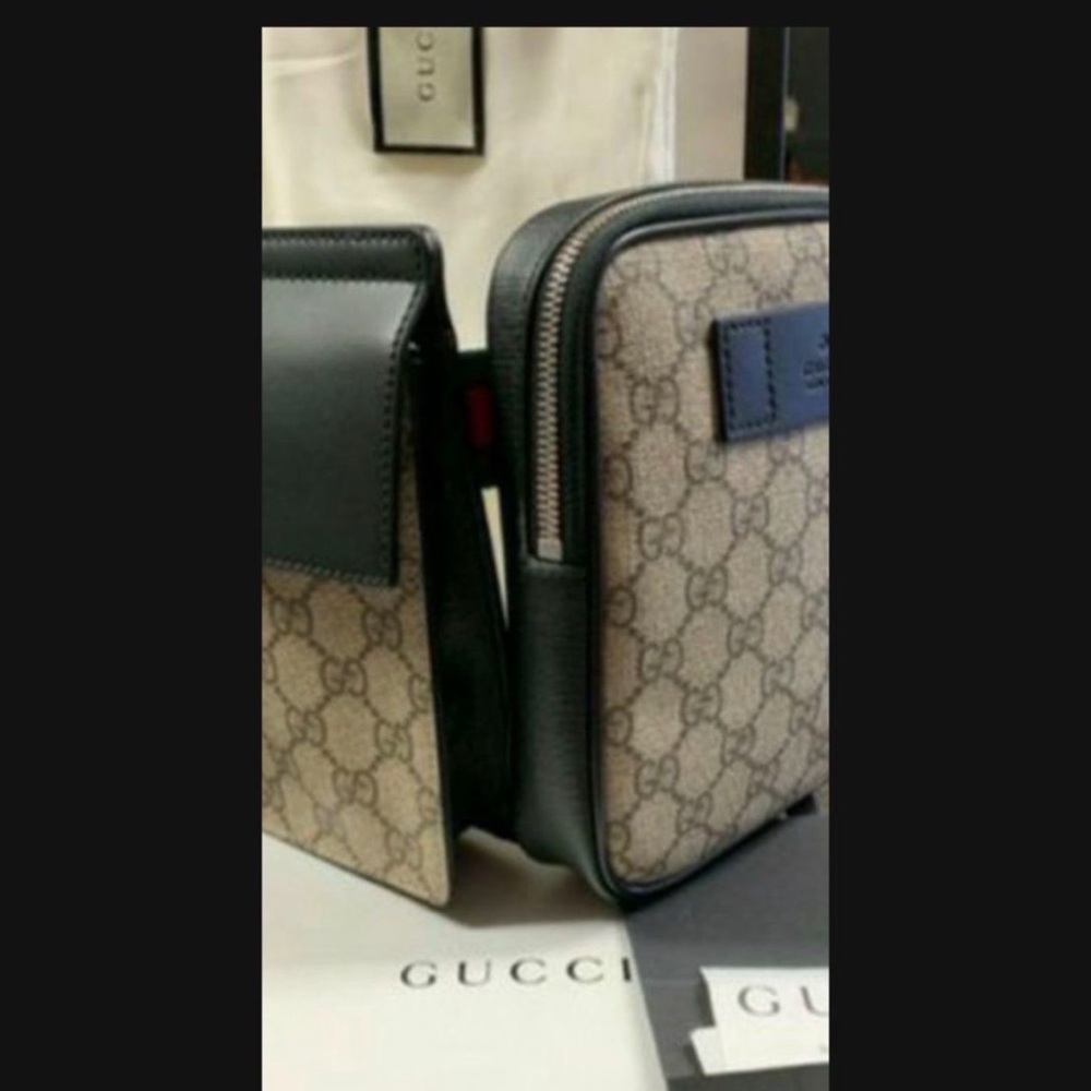 Gucci Brown and Black Belt Bag with Iconic Monogram
